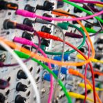 Telecommunications switchboard with relay wires sticking out