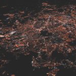 A view of a city telecommunications infrastructure and network from above