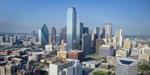 Downtown Dallas, TX, from the air.