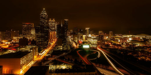 Atlanta city skyline at night