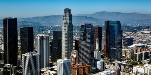 Los Angeles city skyline button image