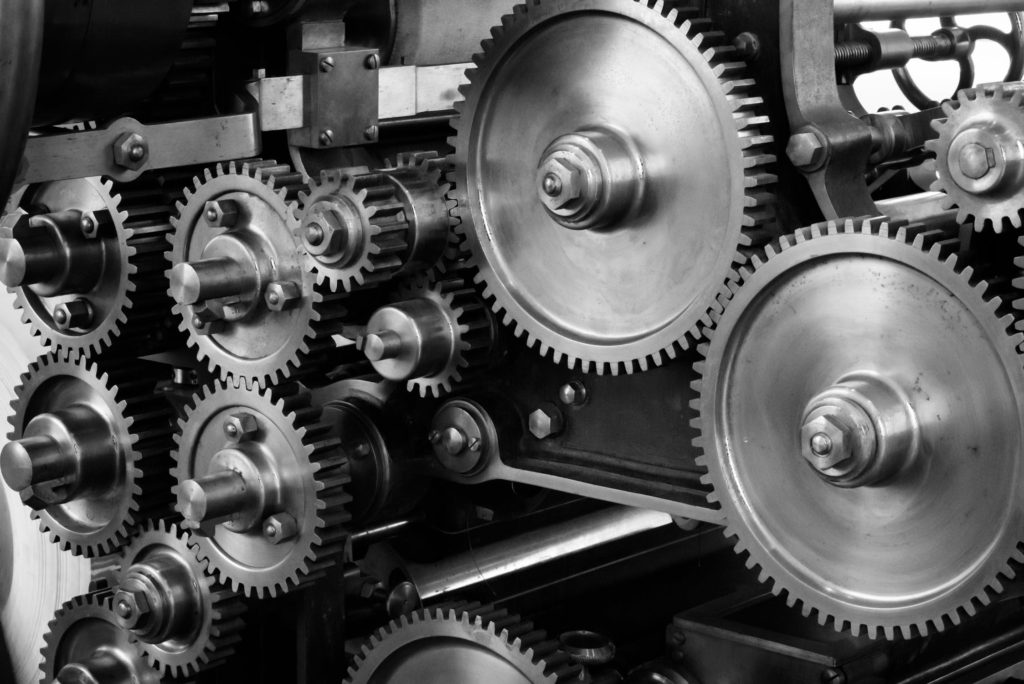 Industry 4.0 banner with spinning gears